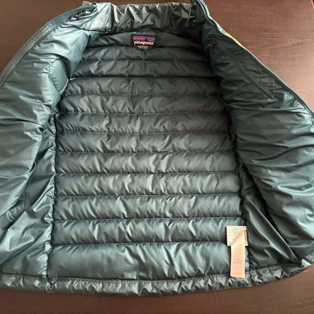 Patagonia Teal and Yellow Puffer Vest (like-new) - Picture 3 of 6
